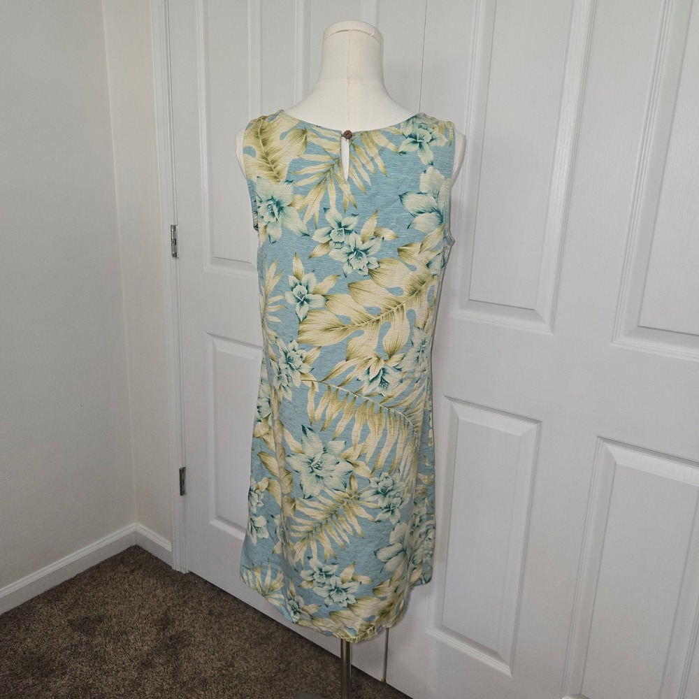 August Silk Lifestyle Dress Womens 6 Blue Tropical Floral 100% Silk Sleeveless - Picture 2 of 4
